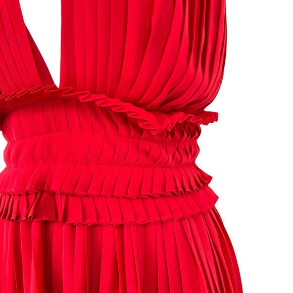 Max Studio Red Pleated Halter Dress Cocktail Party Elegant Size Medium NWT - Picture 8 of 15